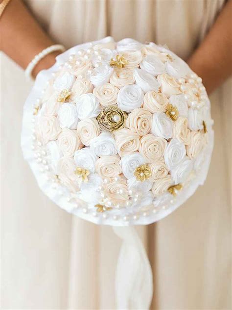 Top view of wedding bouquet with white gumshoes. 20 Ideas for a Unique Wedding Bouquet