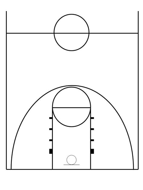 Half Basketball Court Outline Clip Art Library