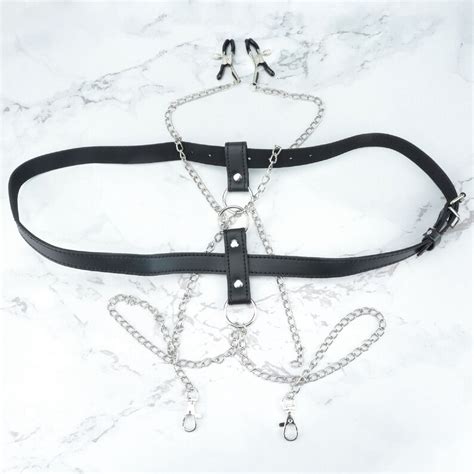 Nipples Clamps With Clitorial Exposing Thong And Harness Etsy 日本