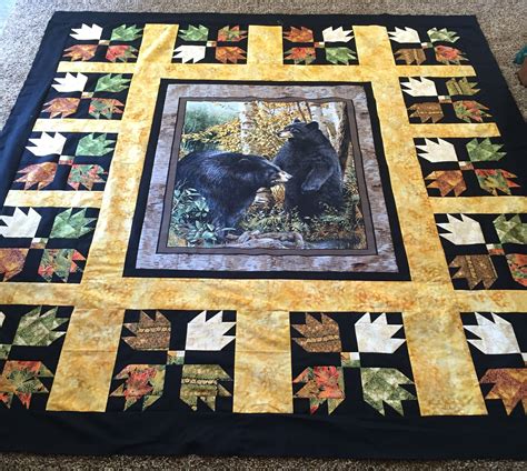 Bear Panel Quilt Panel Quilts Wildlife Quilts Fabric Panel Quilts