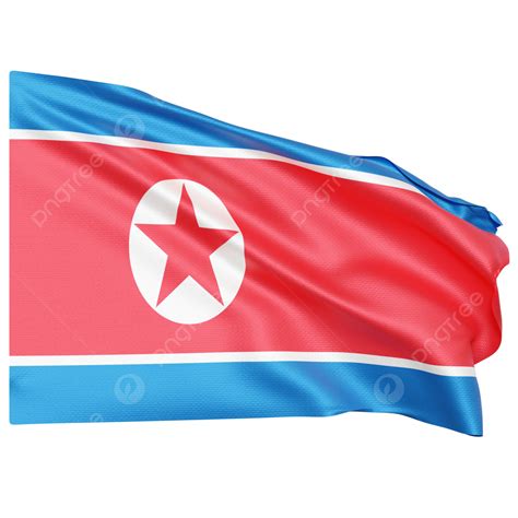 North Korea Flag Waving North Korea Flag With Pole North Korea Flag