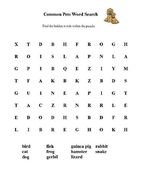 Pet Word Search Pdf Printable Word Puzzles For Kids Word Search