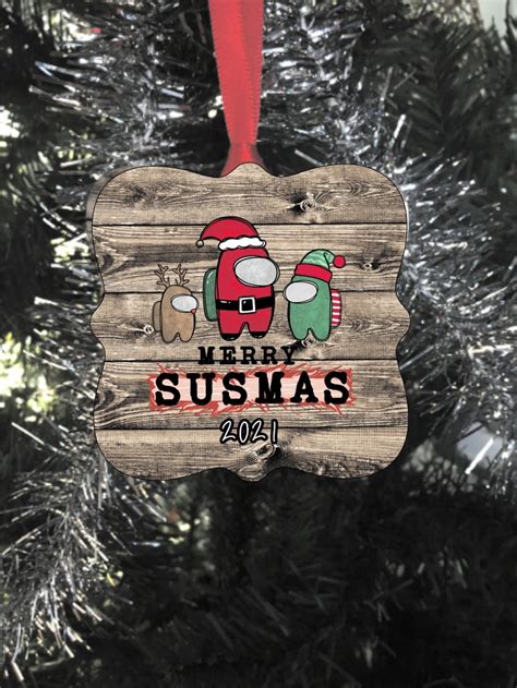Among Us Christmas Ornament Sus Crewmate Imposter Merry Etsy