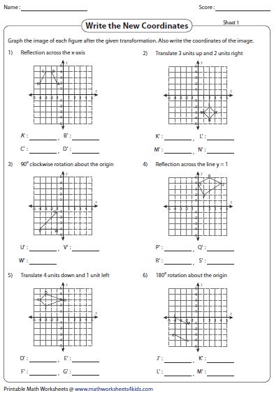 8th Grade Math Transformations Worksheet Geometry