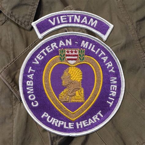 Combat Veteran Purple Heart Patch With Vietnam Tab Rolling Thunder