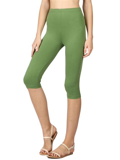 women and plus basic cotton spandex stretch below knee length capri leggings ebay
