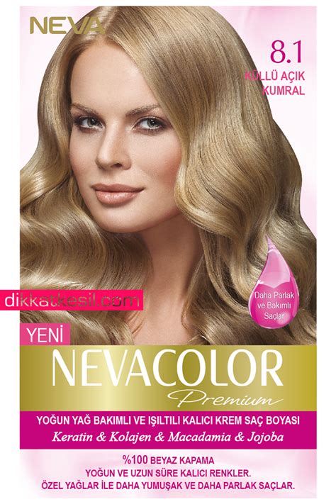 Nevacolor 8 1 Küllü Açık Kumral Premium Kalıcı Krem Saç Boyası Seti
