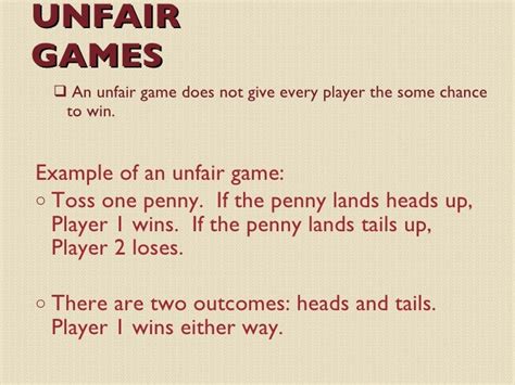 Fair And Unfair Games