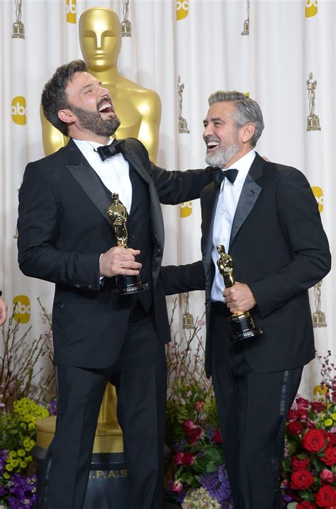 Ben Affleck Y George Clooney Con Sus Oscar 2013 Tamaño Completo