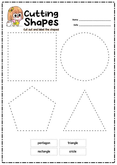Printable Cutting Shapes Worksheets