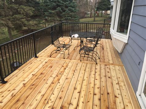 A New Cedar Deck With Black Railcraft Aluminum Railings In Apple Valley