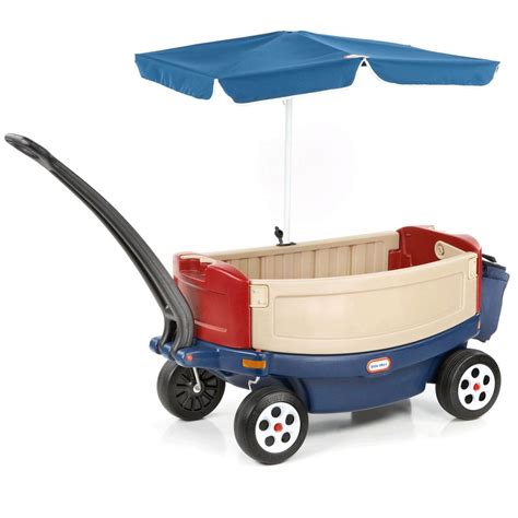Little Tikes Kids Deluxe Ride And Relax Toy Wagon W Umbrella And Cooler