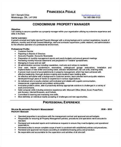 The property manager keeps all aspects of the rental site running smoothly, so the owner does not have to worry about it. 10+ Sample Property Manager Resume Templates - PDF, Word ...