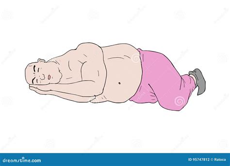 Sleeping Fat Man Stock Vector Illustration Of Drawing 95747812