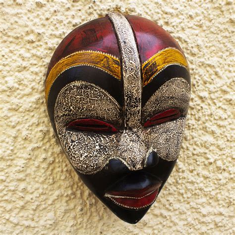 Hand Painted Sese Wood Warrior Mask From Ghana Fuma Warrior Novica