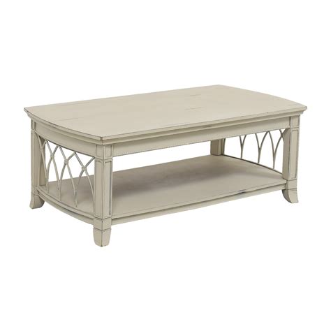 Crafted from solid pine with subtle wood grain under the antique white finish. 75% OFF - Custom Off White Distressed Coffee Table / Tables