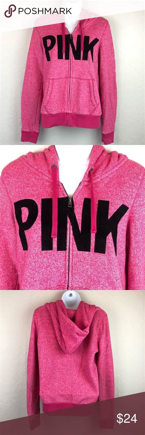 Victorias Secret Pink M Full Zip Hoodie Logo Hoodie Logo Full Zip