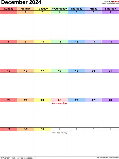 December 2024 Calendar Templates For Word Excel And Pdf