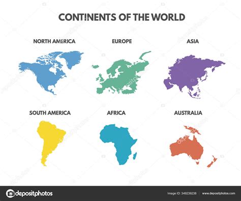World Map Continents Isolated White Background Continents World