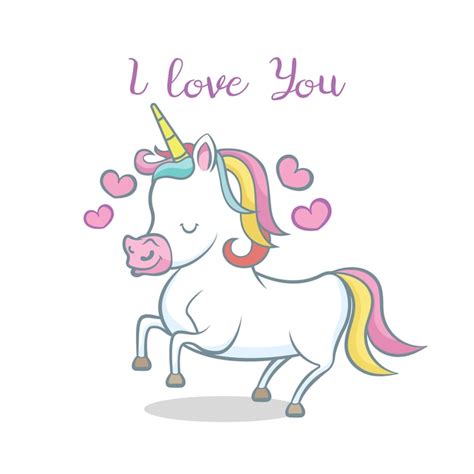 Premium Vector Cute Unicorn With Hearts I Love You Message