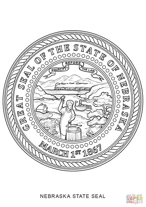 Nebraska State Seal Coloring Page Free Printable Coloring Pages