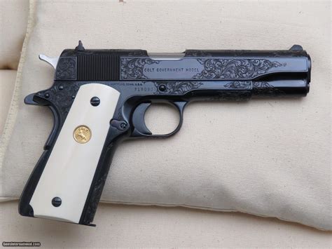 Colt 1911 Government Mkiv Series 70 B Factory Engraved New Ivory