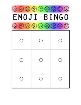 Emoji Bingo Game Identifying Emotions Printable Template By Alana Charters