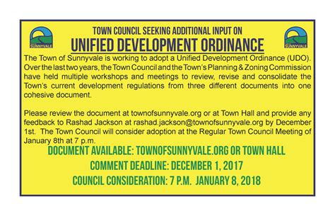 Unified Development Ordinance Input Sought Town Of Sunnyvale