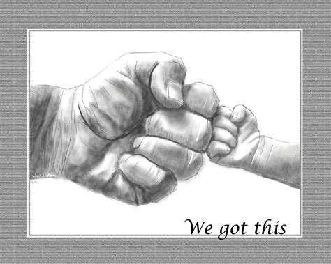 Daddy Baby Fist Bump Sketch Hands Drawing We Got This Can Be