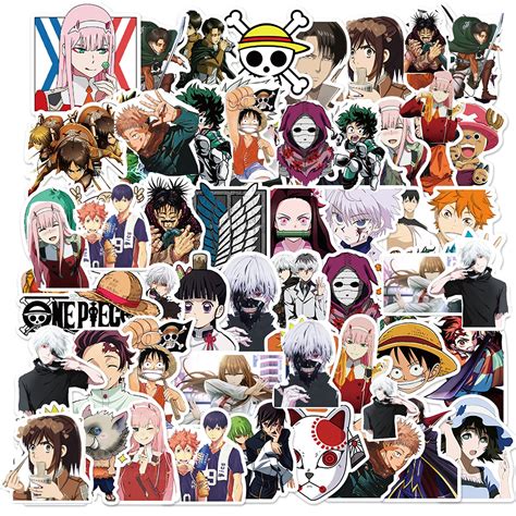 Wanhuatong Japanese Anime Mixed Stickers Popular Classic Stickers 50pcs Waterproof Vinyl Decals