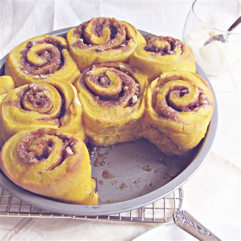 Chill the cake for at least an hour before serving, and just before serving, dust it with powdered. Overnight Cinnamon Pumpkin Rolls - Katie at the Kitchen Door