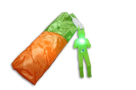 Light Up Tangle Free Toy Parachute Man Skydiver Green