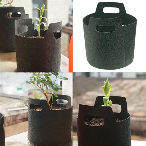 Round Black Grow Bag Fabric Pot Plant Pouch Root Container Grow Bag