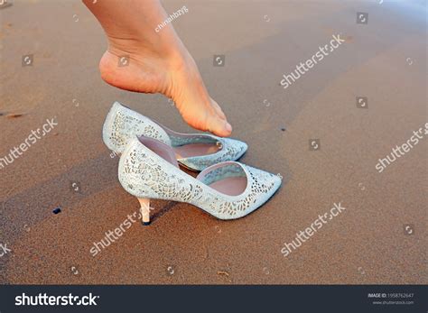 Womens Feet Wearing High Heels On Stock Photo 1958762647 Shutterstock