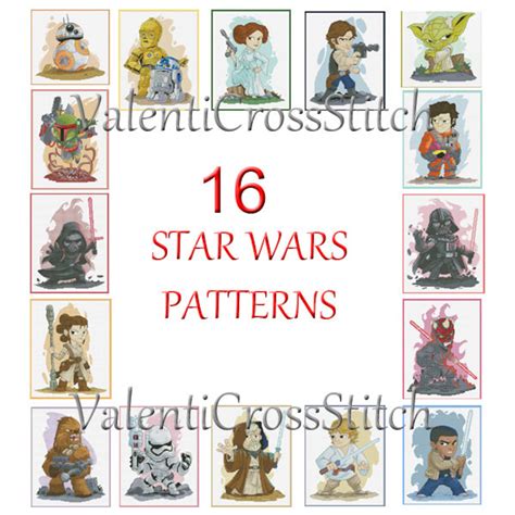 16 Star Wars Cross Stitch Pattern Mega Pack Counted Cross Etsy