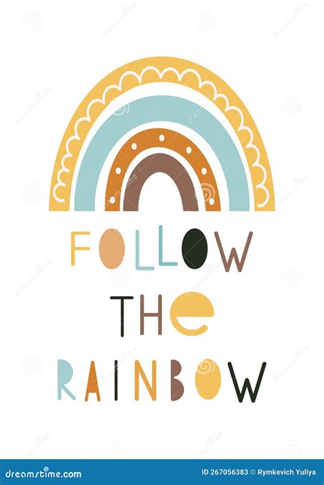 Poster Follow The Rainbow The Magic Way Stock Vector Illustration Of