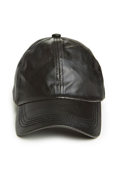 Dailylook Vegan Leather Baseball Cap In Black Dailylook