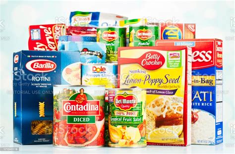 American Grocery Assortment For Food Drive Stock Photo Download Image