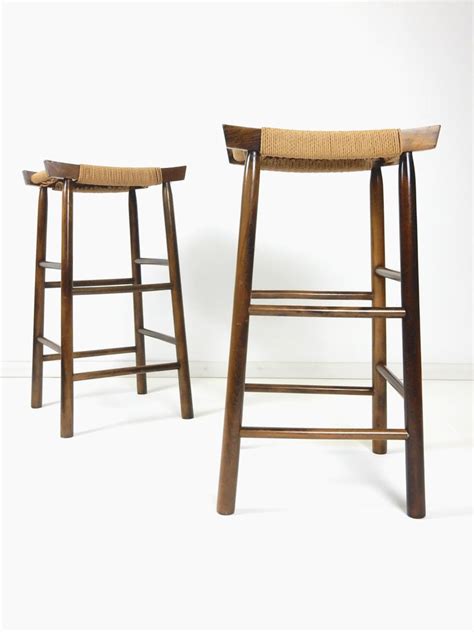 The height of the bar stools can be made from 28 to 33. 1960s Modernist Japanese Craftsman Bar Stool Set at 1stdibs