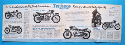 1956 Triumph Motorcycle Brochure T110 T100 Tiger T20 Tr5 Tr6 Trophy 6t