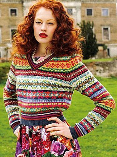 Ravelry V Neck Fair Isle Sweater Pattern By Debbie Bliss Fair Isle