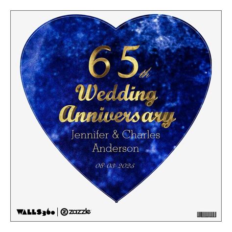 65th Wedding Anniversary Add Name and Date Wall Decal | Zazzle | Wall