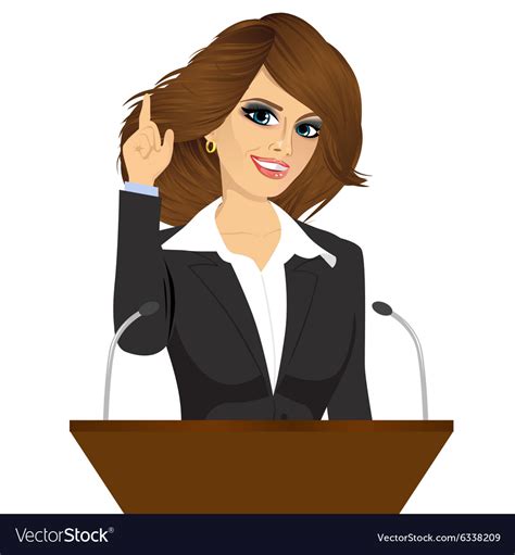 Female Orator Standing Behind A Podium Royalty Free Vector