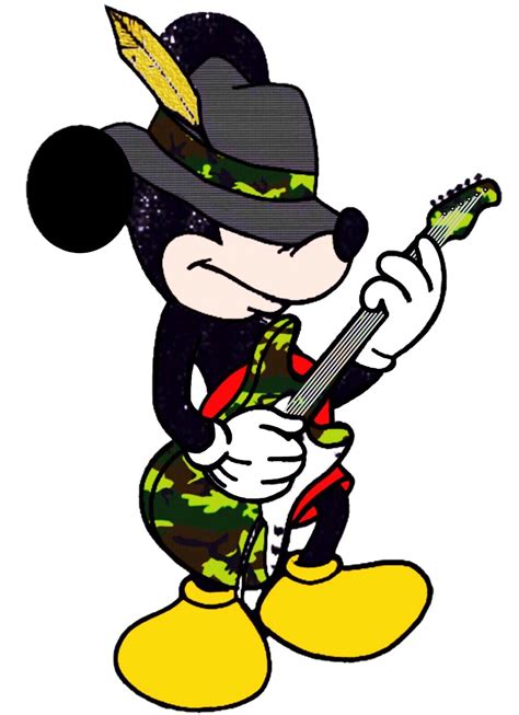 Cartoon Mickey Mouse With Guitar And Fedora Hat