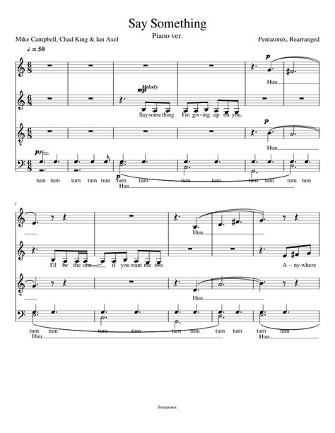Say Something Sheet Music For Piano Solo