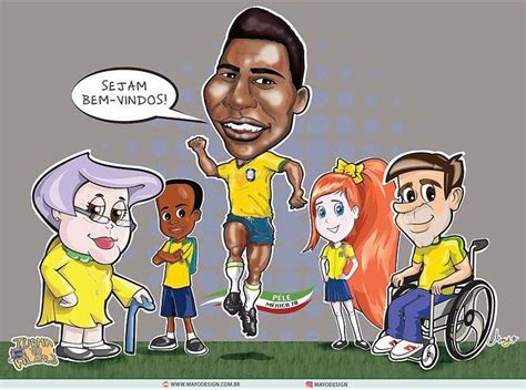 Caricature of Pelé and Characters by Mayo Ornelas