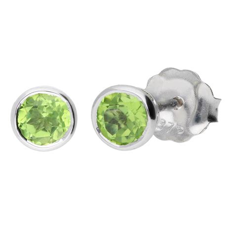 Ct White Gold Mm Peridot Solitaire Round Shape Stud Earrings Buy
