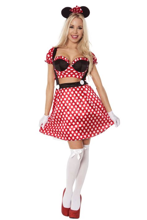 Ladies Minnie Mickey Mini Mouse Costume Fancy Dress Halloween Hens