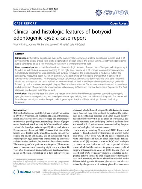 Pdf Clinical And Histologic Features Of Botryoid Odontogenic Cyst A