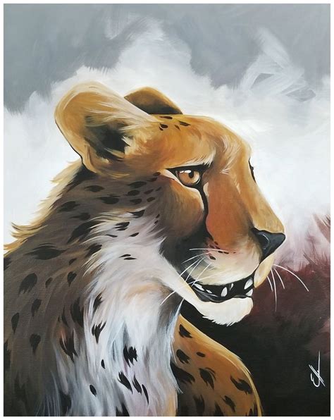 Cheetah Painting Available Cheetah With Red And Grey Abstract